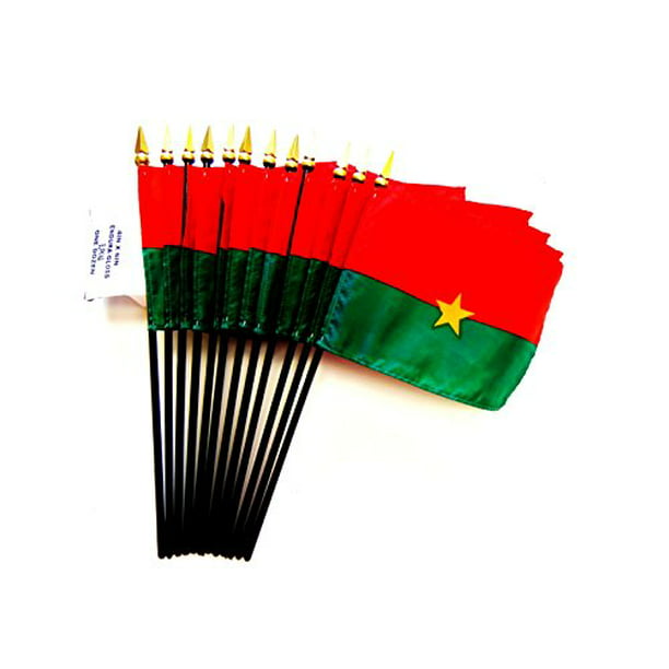 Burkina Faso 4"x6" Flag Desk Set Table Stick Gold Base